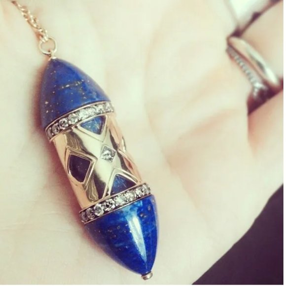 Pamela Love antiquated brass chain and lapis lazuli pendant - Picture 7 of 7